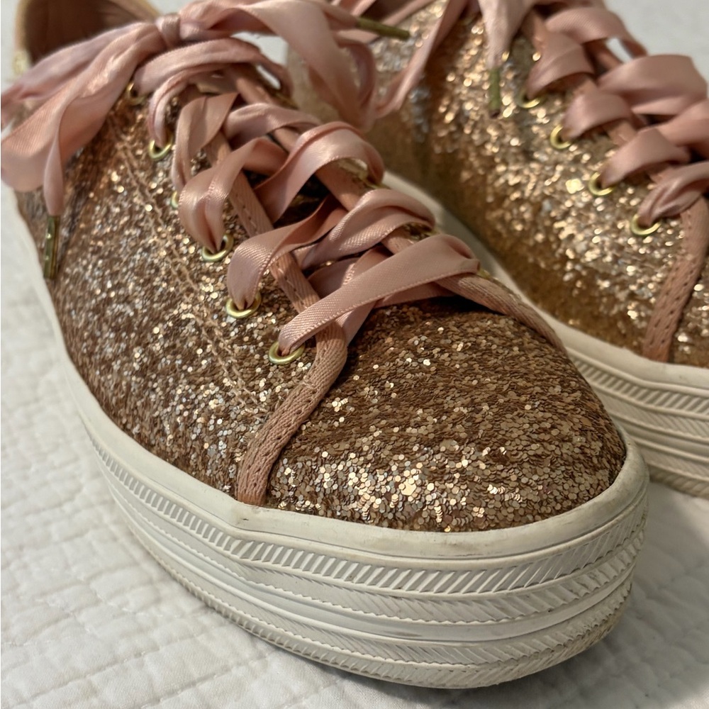 Kate Spade for Keds Pink Glitter Platform Women's Sneakers 8